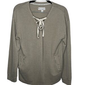 Koolaburra by UGG Tan Lace Up V-Neck Long Sleeve Shirt Women's Size XS